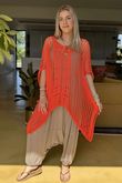 Made in Italy Seville Cotton Summer Knit Top Aperol